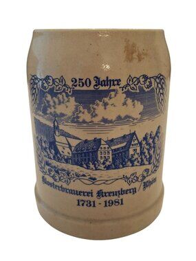 Vintage German Beer Stein Klosterbrauerei Kreuzberg Rhon 250 Jahre Mug 1981